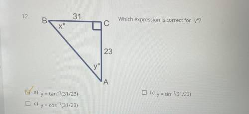 12) help pls I have the answer I just need to show the work

Which expression is correct for “y”?