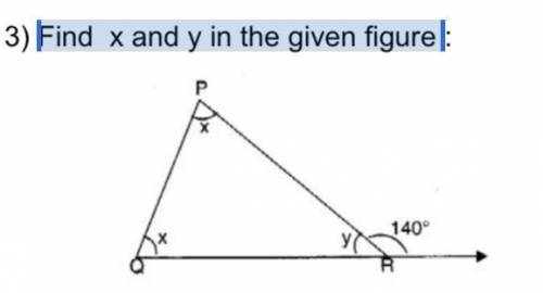 Find x and y in the given figure