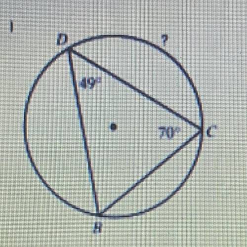 Find the measure of the arc indicated. Angle D = 49 degrees and angle 5 points

C = 70 degrees 
61