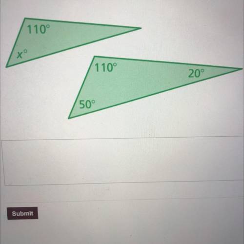 The triangles are similar. Find the value of x. Show all work.