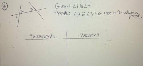 URGENT!!
given= L1≈L4
prove= L2 ≈ L3 
what are the statements and reasons