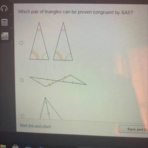 Which pair of triangles can be proven congruent oy SAS?