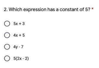 Which expression has a constant of 5?