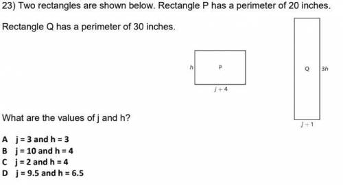 Two rectangles are shown below. Rectangle P has a perimeter of 20 inches.

 Rectangle Q has a peri