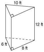 What is the value of B for the following triangular prism?

48 ft 2
24 ft 2
40 ft 2
60 ft 2