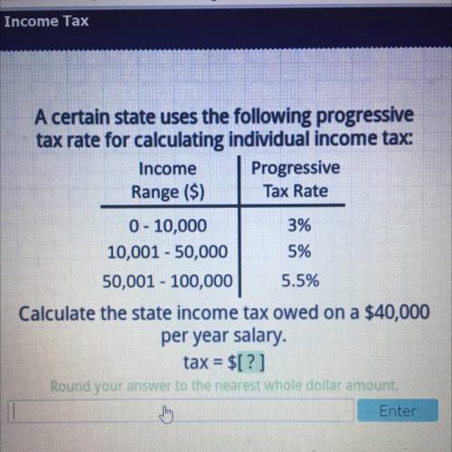 Please help! It would be much appreciated. A certain state uses the following progressive

tax rat