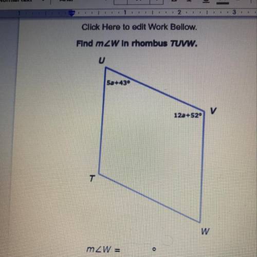 Find m w in rhombus TUVW.