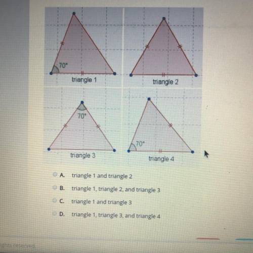 Which triangles in the diagram are congruent? 
Plzzzz help