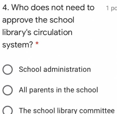 The last option is school librarian PLEASE HELP ASAP MY COUSIN NEEDS HELP