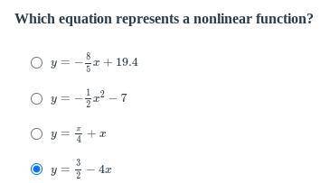 Which equation represents a nonlinear function