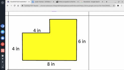 Write an equation to find the area of each figure. Then determine the area.