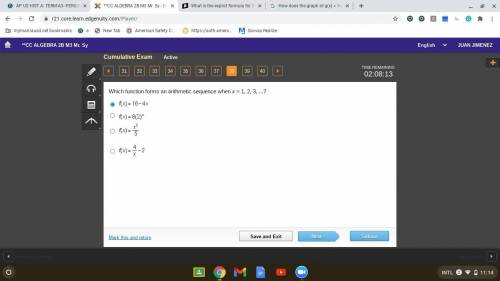 Which function forms an arithmetic sequence when x = 1, 2, 3, ...?
