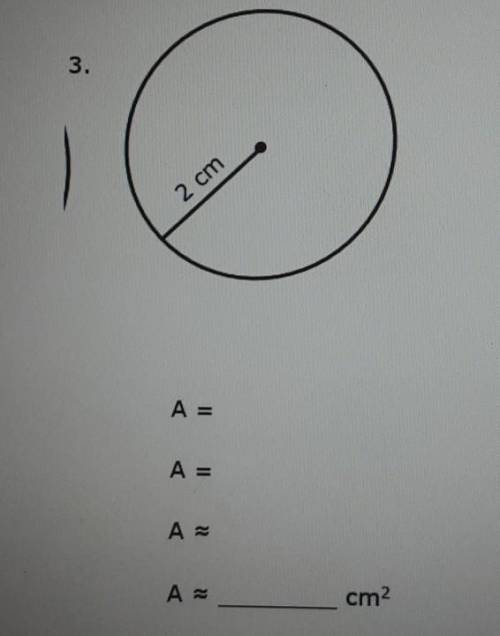 Find the approximate area of each circle. On a separate sheet of paper, remember to write the formu