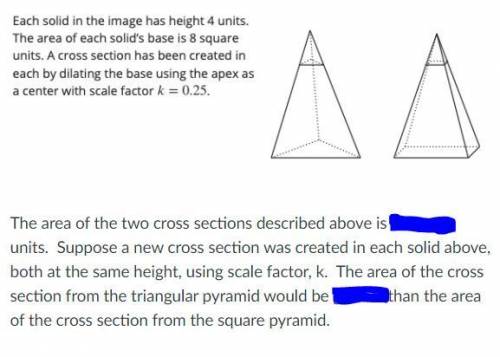 What is the area of the 2 cross-sections in the attachment? Suppose a new cross section was created