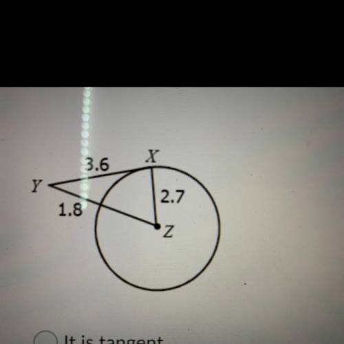 Determine if segment XY is tangent to circle Z.