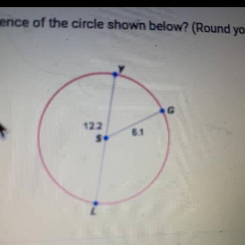 What is the circumference of the circle shown below? (Round your answer to
the nearest tenth.)