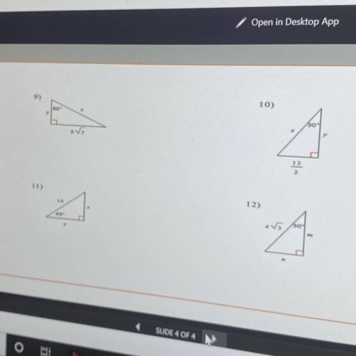 Need help ASAP find the sides of triangles due in 30 min