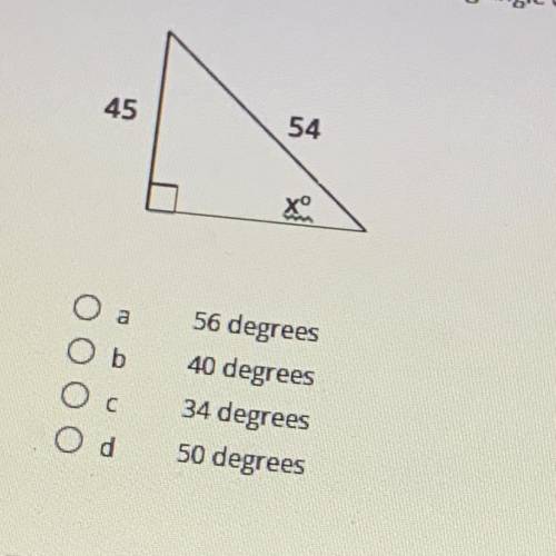 please help :/ what is the measure of the missing angle of the triangle? Round your answer to the n