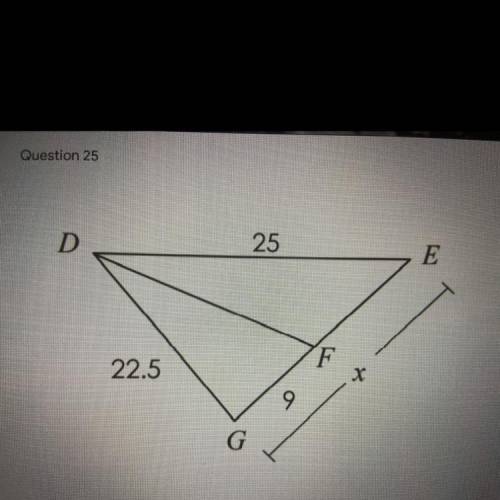 If segment DF is an angle bisector, solve for x