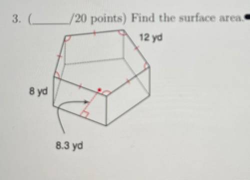Find the surface area of this hexagon prism please help