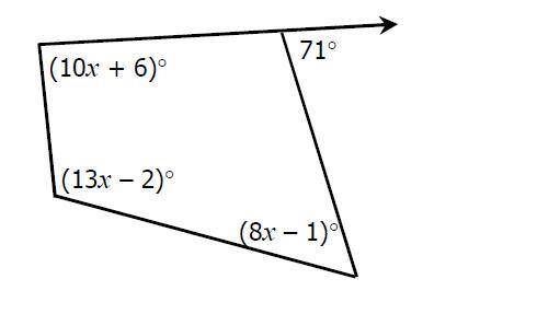 Find the value of the missing angle and then find x.