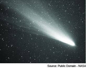 HELP PLEASE!

The picture shows Halley’s comet, which orbits the Sun and can be seen from Earth ev