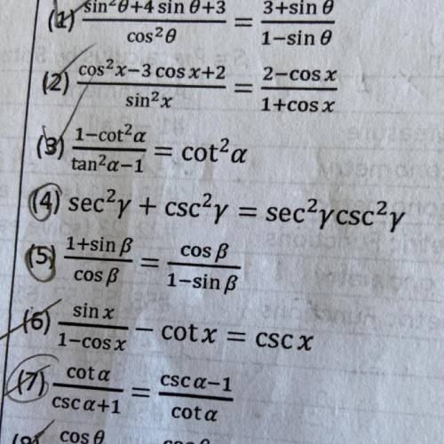 Help verify the identities for 4 &5! :)