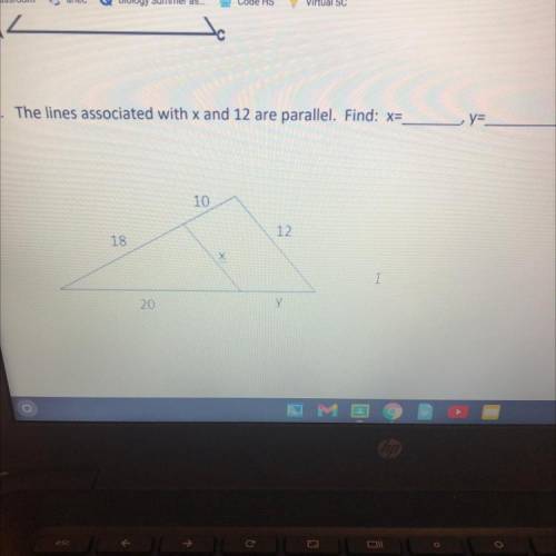 Help please. The pic is above. Find x and y. It’s triangle proportionality