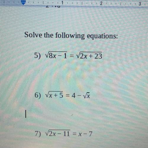 Solve following equations