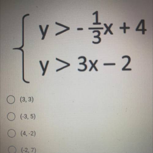 Which ordered pair is a solution to the system of linear inequalities given below?