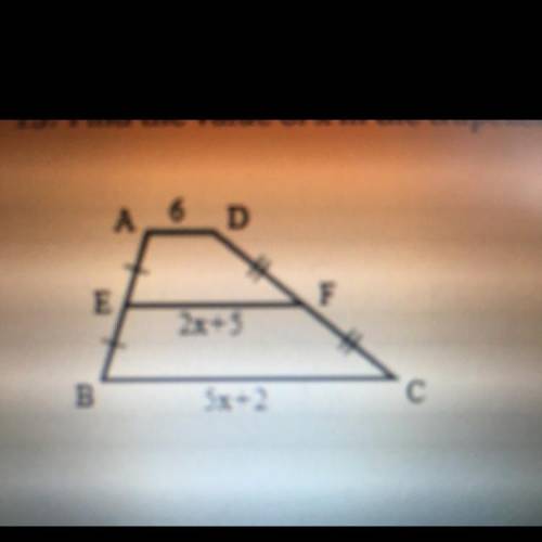 Find the value of x in the trapezoid below