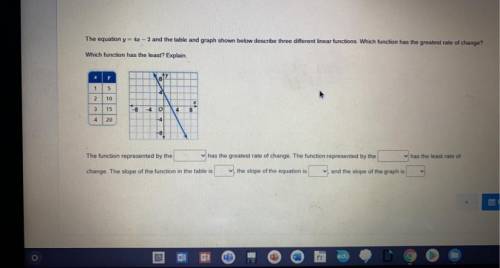 I NEED HELP REALLY BAD

1st & 2nd box option- 
equation, table, graph