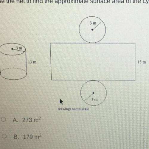 Please help

Use the net to find the approximate surface area of the cylinder to the near