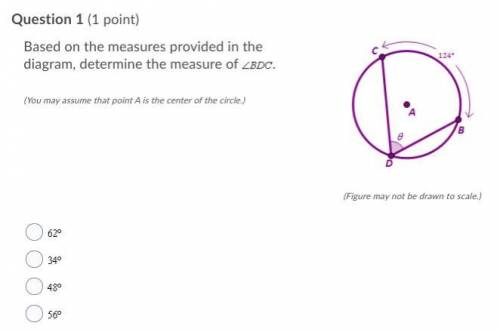 Based on the measures provided in the diagram, determine the measure of ∠BDC

(You may assume that