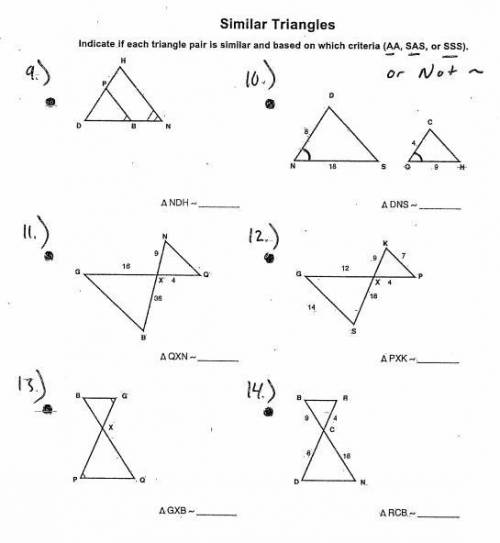 1-8 (45-45-90/30-60-90 right triangles)

9-14 (AA, SSS, SAS, or Not similar. Don’t forget the simi