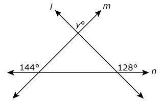 Lines l, m, and n intersect each other, as shown in this diagram.

Based on the angle measures in