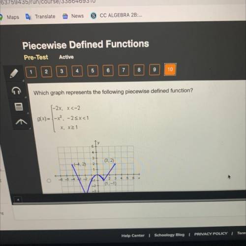 Which graph represents the following piecewise defined function?
G(x)=