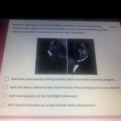 Booker T. Washington and WEB. DuBois were both men who held strong

views on race. Many of the vie
