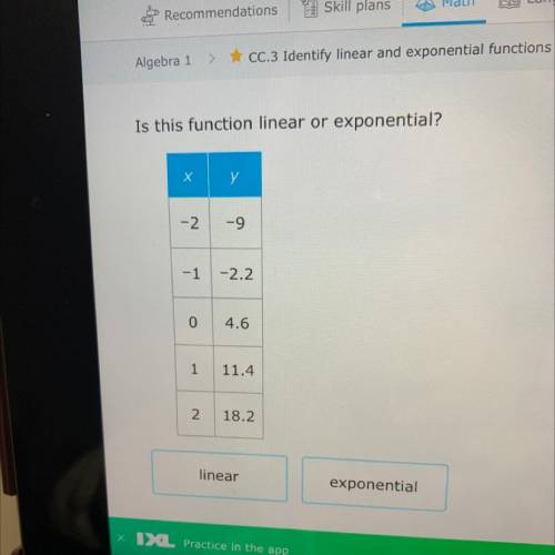 Is this function linear or exponential