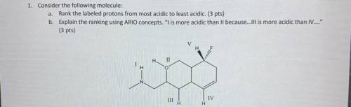 Rank the protons from most to least acidic and explain the rankings using ARIO