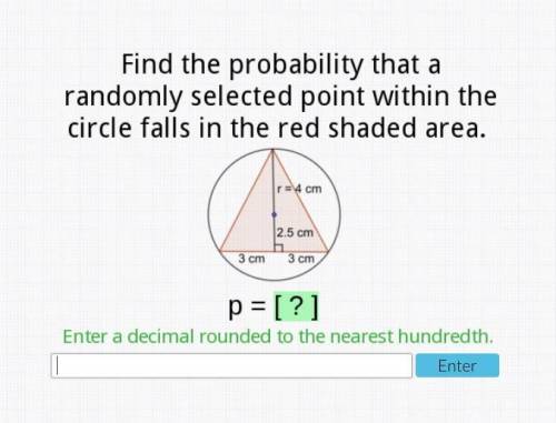 find the probability that a randomly selected point within the circle falls in the red shaded area