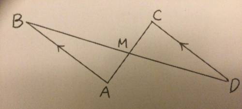 In the diagram given, AB is parallel to DC. If M is the midpoint of AC, must it also be the midpoin