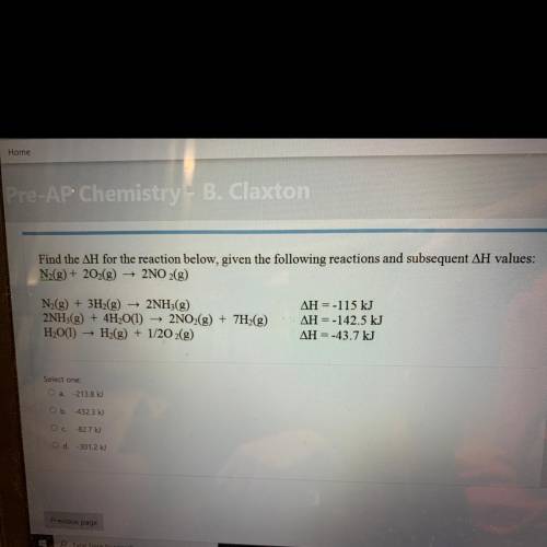 What is the enthalpy for N2 + 2O2