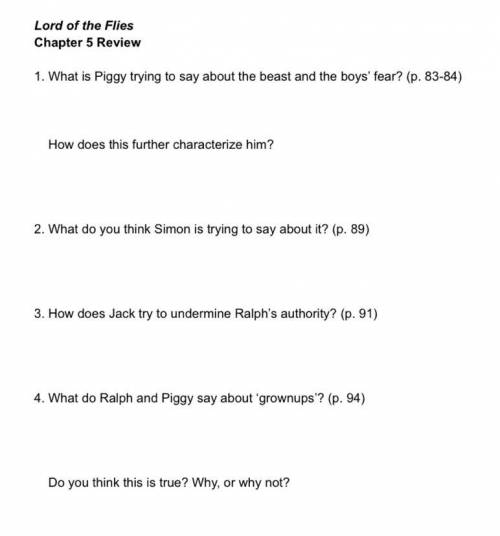 ￼ ￼I need help in question 3 it says How does Jack try to undermine Ralph’s authority? Chapter 5 lo