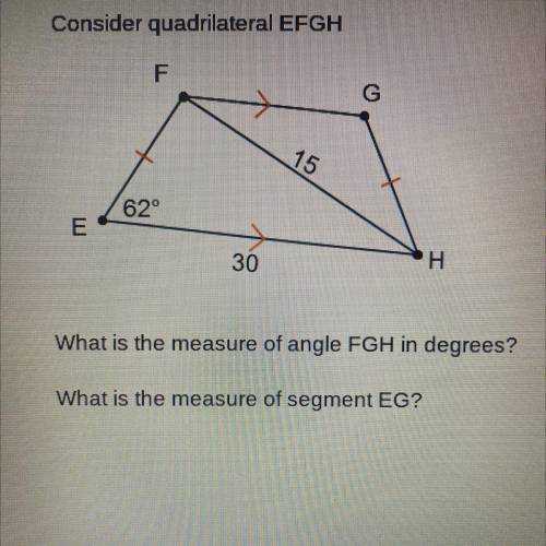 Consider quadrilateral EFGH

What is the measure of angle FGH in degrees?
What is the measure of s