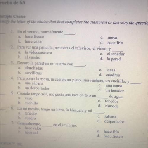 For those fluent in Spanish, please help me answer these questions