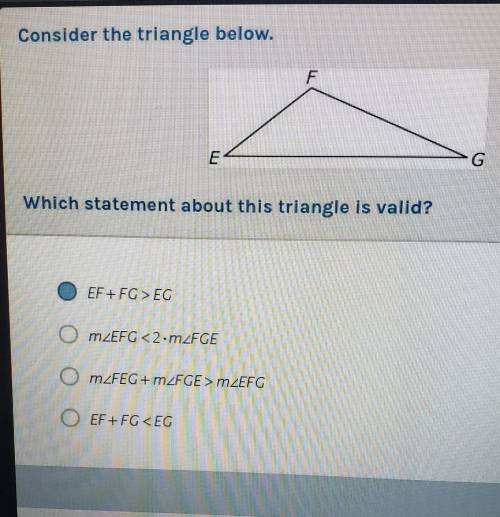 Consider the triangle below. Which statement about this triangle is valid? ​