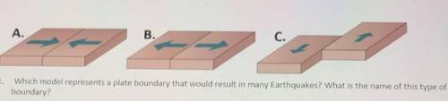 Which model represents a plate boundary that would result in many Earthquakes? What is the name of