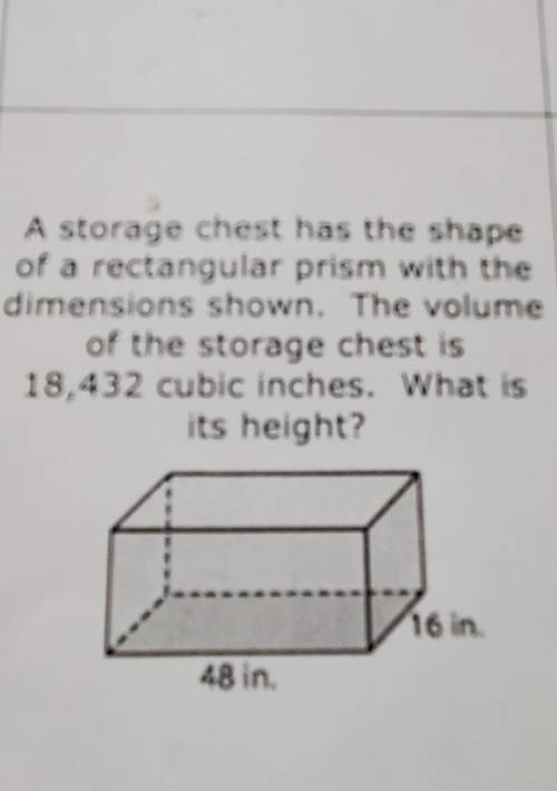 A storage chest has the shape of a rectangular prism with the dimensions shown. The volume of the s