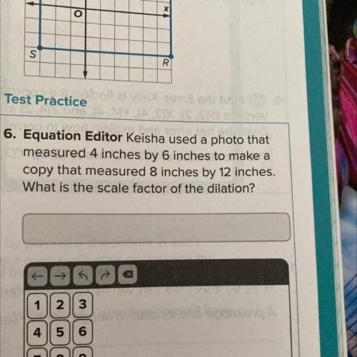 Test Practice

6. Equation Editor Keisha used a photo that
measured 4 inches by 6 inches to make a